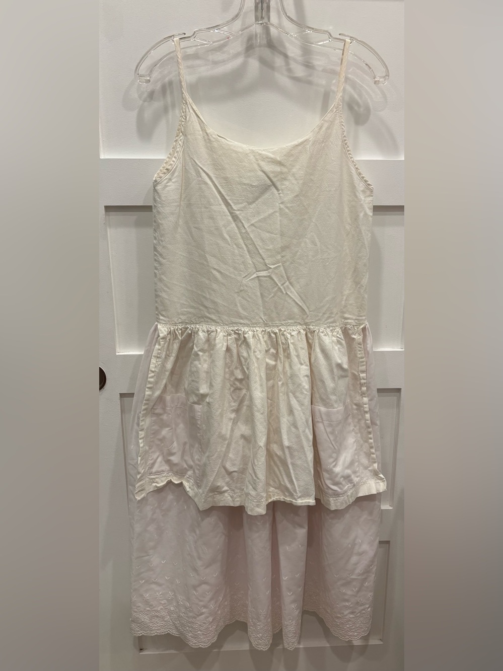 Contempo Casuals Vintage 80 / 90s White Sleeveless Maxi Sundress w/ Apron on